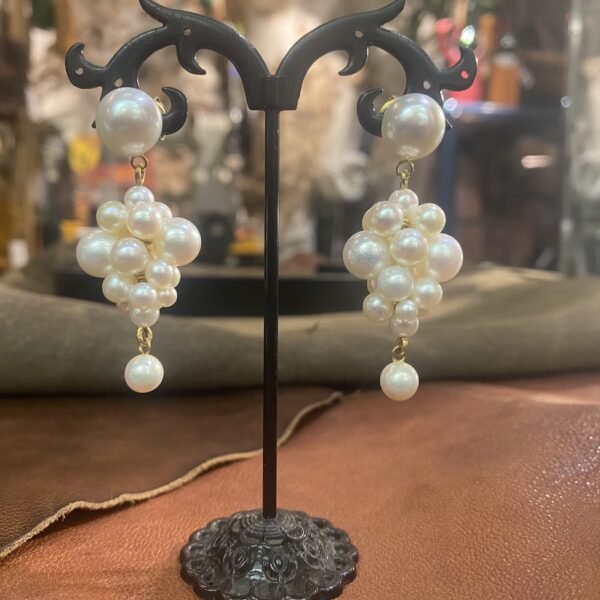 14K Yellow Gold Pearl Stackable Drop Earring,Handscraft Earrings,Pearl Dangle Earring