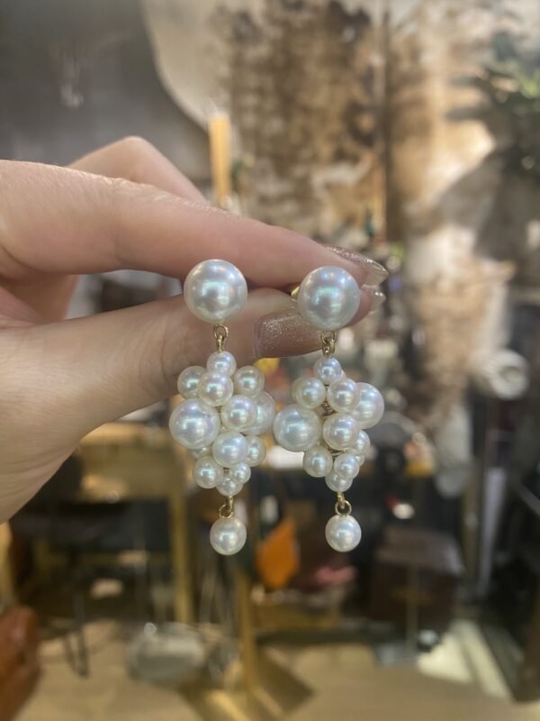 14K Yellow Gold Pearl Stackable Drop Earring,Handscraft Earrings,Pearl Dangle Earring