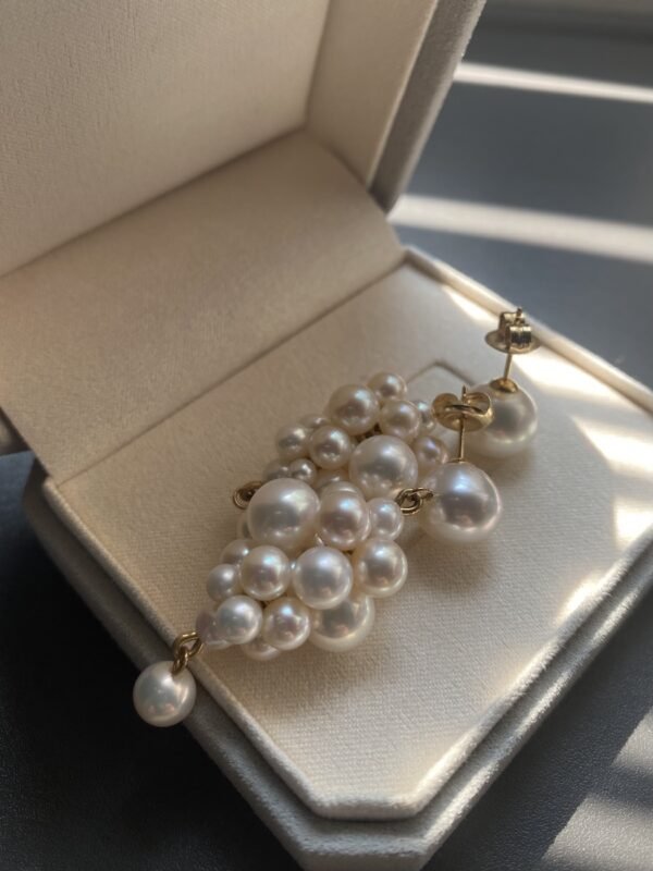 14K Yellow Gold Pearl Stackable Drop Earring,Handscraft Earrings,Pearl Dangle Earring
