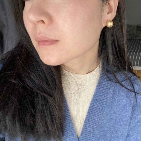 18K Yellow Gold South Sea Pearl Stud Earring, Pearl Stud Earring