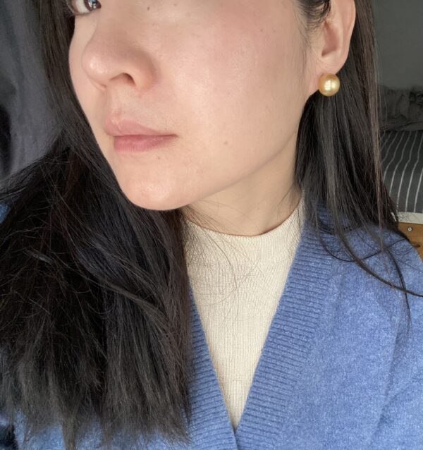 18K Yellow Gold South Sea Pearl Stud Earring, Pearl Stud Earring
