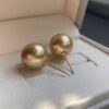 18K Yellow Gold South Sea Pearl Stud Earring, Pearl Stud Earring