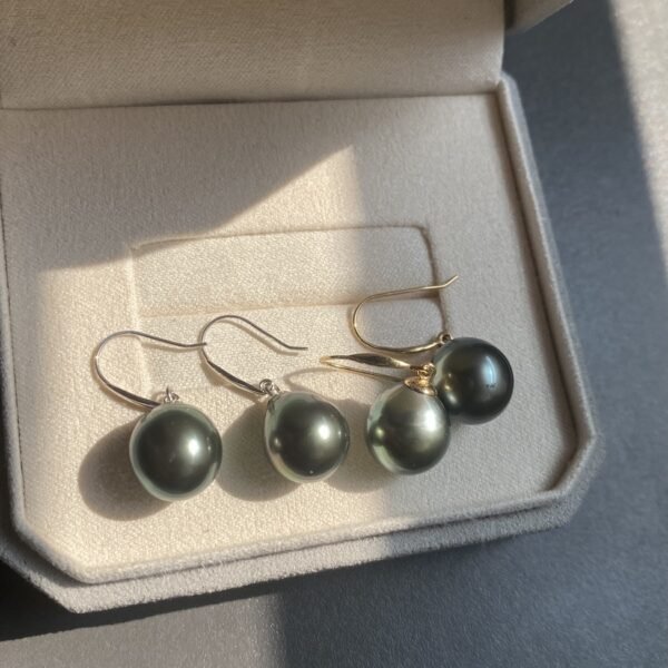 14K(585) Yellow Tahitian Gold Pearl Drop Earring