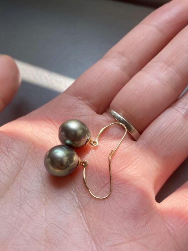 14K(585) Yellow Tahitian Gold Pearl Drop Earring
