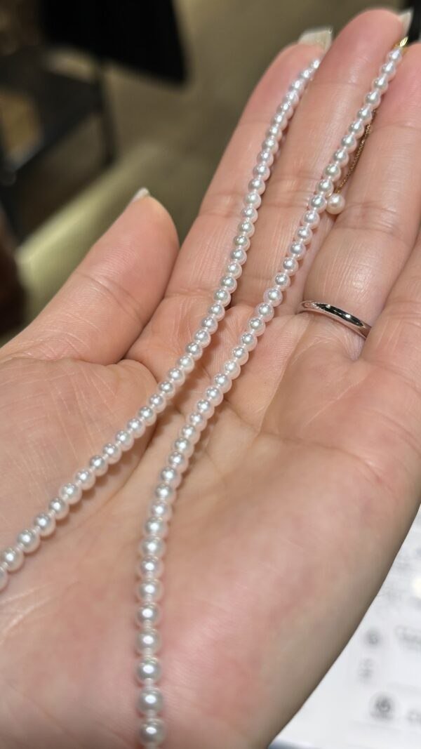 IMG_9785 3.5-4mm Sairindama Akoya Pearl Necklace,with Pearl Science Institute Certificate