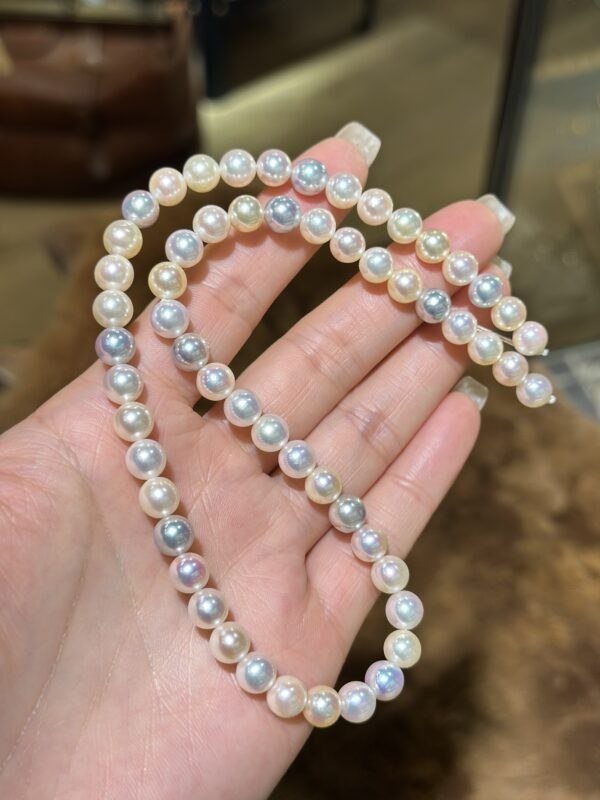 7.0-7.5mm Multiple-Color Japanese Akoya Pearl Beaded Strand Necklace
