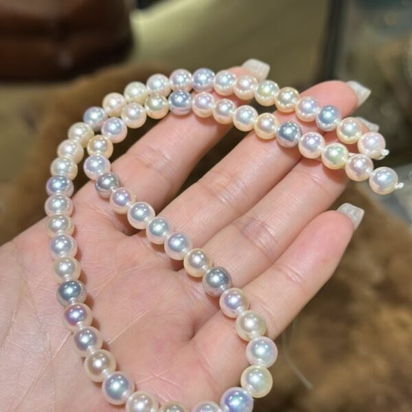 7.0-7.5mm Multiple-Color Japanese Akoya Pearl Beaded Strand Necklace