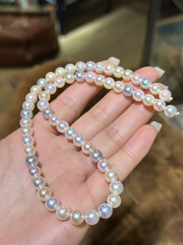 7.0-7.5mm Multiple-Color Japanese Akoya Pearl Beaded Strand Necklace