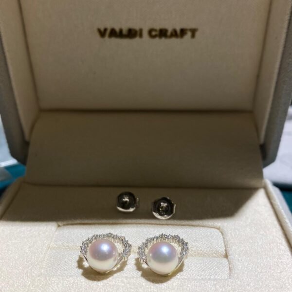 18K White Gold Pearl Diamond Stud Earring