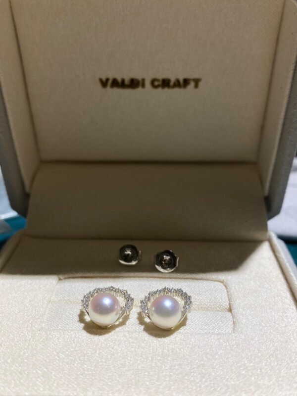 18K White Gold Pearl Diamond Stud Earring