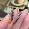 18K Yellow Gold Sapphire Hoop Earring