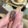 18K Yellow Gold Sapphire Hoop Earring