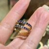18K Yellow Gold Sapphire Hoop Earring