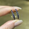 18K Yellow Gold Sapphire Hoop Earring