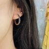 18K Yellow Gold Sapphire Hoop Earring