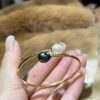 18K White Gold Pearl Bangle Bracelet,Tahitian Pearl&Japanese Akoya Pearl