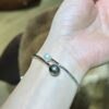 18K White Gold Pearl Bangle Bracelet,Tahitian Pearl&Japanese Akoya Pearl