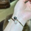 18K White Gold Pearl Bangle Bracelet,Tahitian Pearl&Japanese Akoya Pearl
