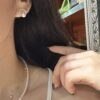 18K White Gold Pearl Diamond Stud Earring,Diamond-encrusted Pearl Earring