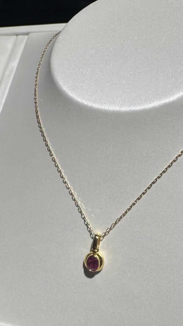 27DF3A8D-4F6B-4908-AF08-2D7211458C56 18K Yellow Gold Ruby Pendant Necklace,Enhancer Ruby Pendant