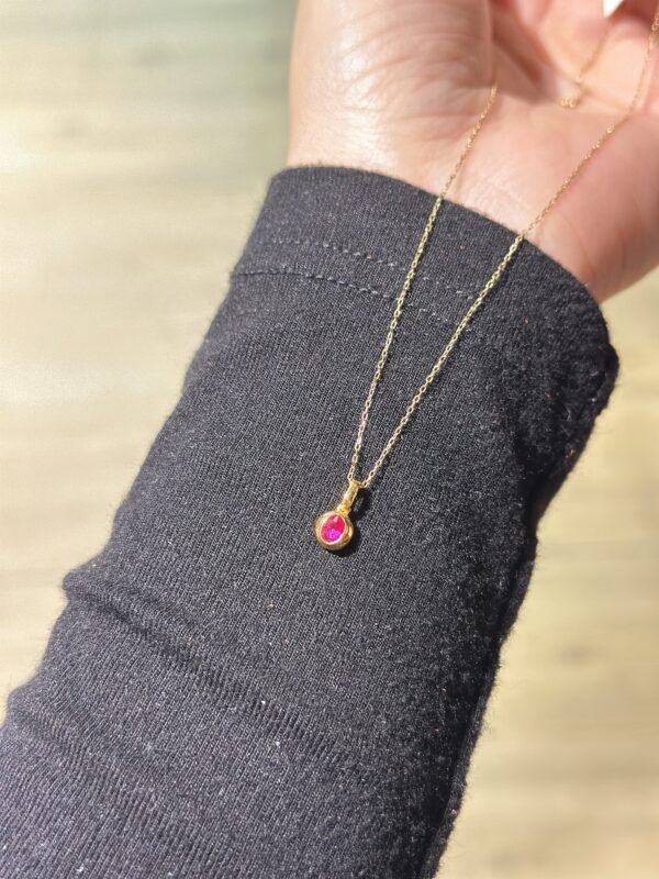 IMG_0152 18K Yellow Gold Ruby Pendant Necklace,Enhancer Ruby Pendant