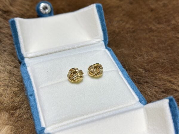 18K Yellow Gold Knot Knotted Earring,Knot Stud Earring