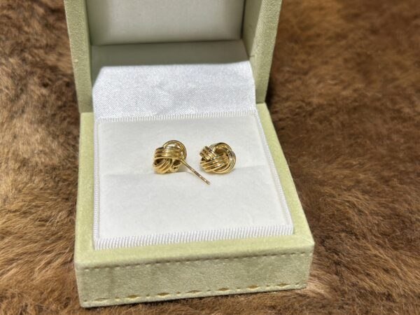 18K Yellow Gold Knot Knotted Earring,Knot Stud Earring