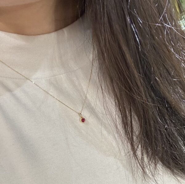 18K Yellow Gold Ruby Pendant Necklace,Enhancer Ruby Pendant