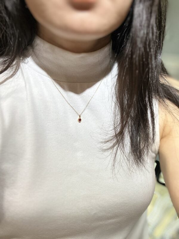 18K Yellow Gold Ruby Pendant Necklace,Enhancer Ruby Pendant