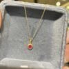 18K Yellow Gold Ruby Pendant Necklace,Enhancer Ruby Pendant