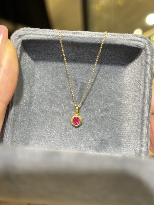 18K Yellow Gold Ruby Pendant Necklace,Enhancer Ruby Pendant