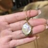 18K Yellow Gold Baroque Pearl Pendant Necklace,Baroque Pearl