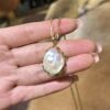 18K Yellow Gold Baroque Pearl Pendant Necklace,Baroque Pearl