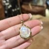 18K Yellow Gold Baroque Pearl Pendant Necklace,Baroque Pearl