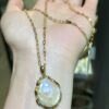 18K Yellow Gold Baroque Pearl Pendant Necklace,Baroque Pearl