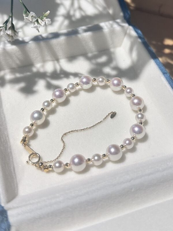 IMG_4689 18K Yellow Gold Akoya Pearl Bracelet,Hand Crafted Pearl Bracelet