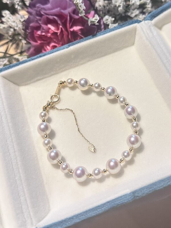 IMG_4691 18K Yellow Gold Akoya Pearl Bracelet,Hand Crafted Pearl Bracelet