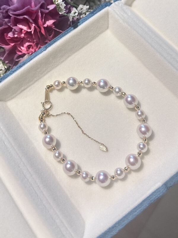 IMG_4692 18K Yellow Gold Akoya Pearl Bracelet,Hand Crafted Pearl Bracelet
