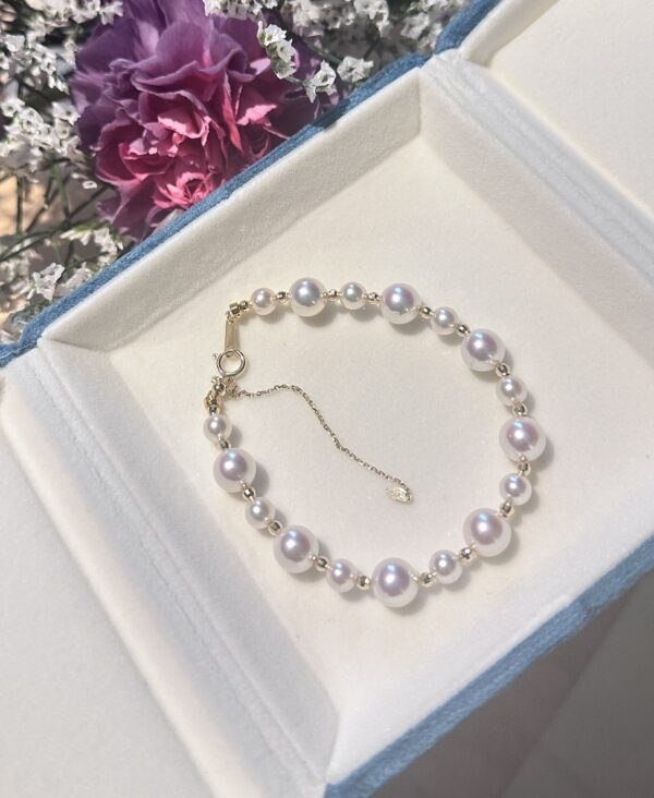 IMG_4693 18K Yellow Gold Akoya Pearl Bracelet,Hand Crafted Pearl Bracelet