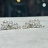 18K White Gold Pearl Japanese Akoya Pearl Diamond Earring,Ear Climbers
