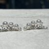 18K White Gold Pearl Japanese Akoya Pearl Diamond Earring,Ear Climbers