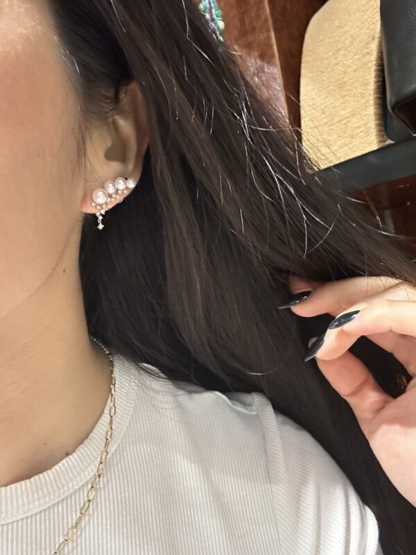 18K White Gold Pearl Japanese Akoya Pearl Diamond Earring,Ear Climbers