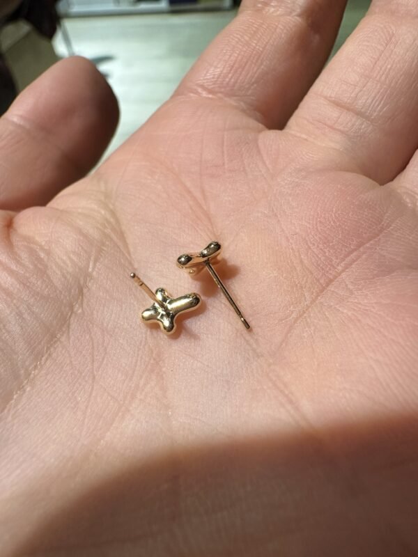 IMG_1584 18K Yellow Gold Cross Stud Earrings, Delicate Design,Made in Japan