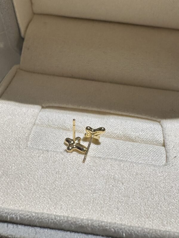 IMG_1587 18K Yellow Gold Cross Stud Earrings, Delicate Design,Made in Japan