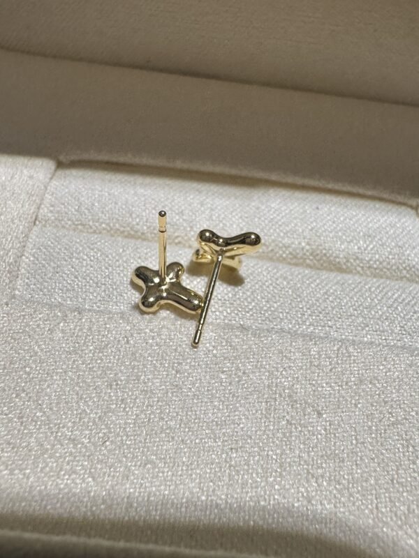 IMG_1588 18K Yellow Gold Cross Stud Earrings, Delicate Design,Made in Japan