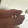 IMG_1597 18K Yellow Gold Cross Stud Earrings, Delicate Design,Made in Japan