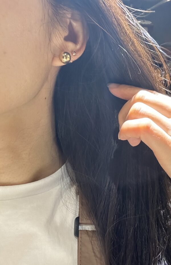 18K Yellow Gold Ball Stud Earring,Round Shape,Solid Gold Ball Studs