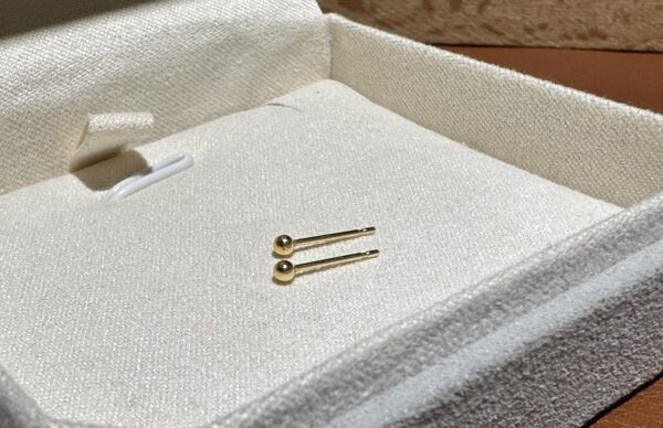 18K Yellow Gold Ball Stud Earring,Round Shape,Solid Gold Ball Studs