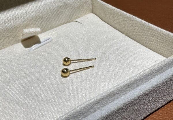 18K Yellow Gold Ball Stud Earring,Round Shape,Solid Gold Ball Studs
