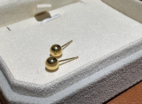 18K Yellow Gold Ball Stud Earring,Round Shape,Solid Gold Ball Studs
